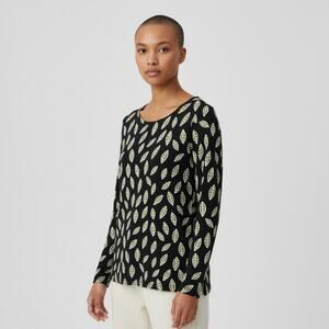 Gudrun Sjoden Womens Blouse Top Leaf Print Size XS
